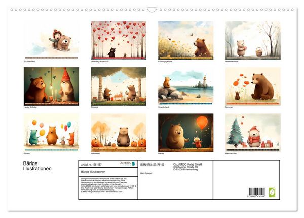 Produktbild: B&auml;rige Illustrationen (Wandkalender 2026 DIN A2 quer), CALVENDO Monatskalender