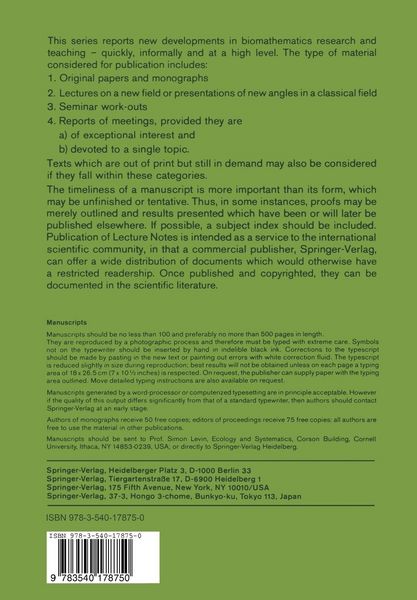 Produktbild: Mathematical Topics in Population Biology, Morphogenesis and Neurosciences