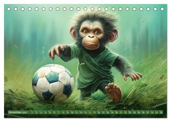 Produktbild: Fu&szlig;ballfieber bei den Babyaffen (Tischkalender 2026 DIN A5 quer), CALVENDO Monatskalender