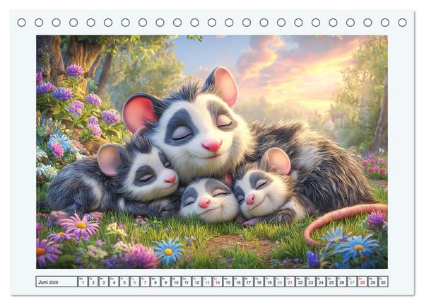 Produktbild: Oh, Possums! Cartoon-Abenteuer mit lustigen Beutelratten (Tischkalender 2026 DIN A5 quer), CALVENDO Monatskalender