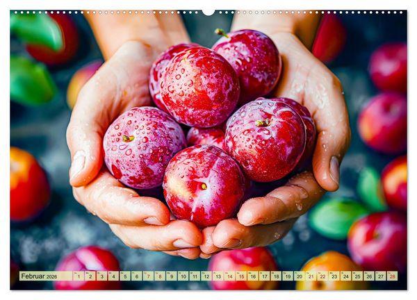 Produktbild: Erntegl&uuml;ck - Eine handvoll s&uuml;&szlig;er Fr&uuml;chte zum Anbei&szlig;en (hochwertiger Premium Wandkalender 2026 DIN A2 quer), Kunstdruck in Hochglanz
