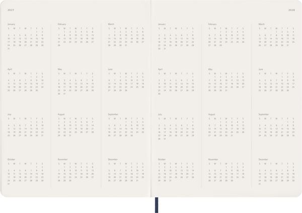 Produktbild: Moleskine 15 Monate Essential Wochenkalender 2026/2027, 1 Wo = 2 Seiten, vertikal, XXL, fester Einband, Saphirblau