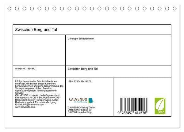 Produktbild: Zwischen Berg und Tal (Tischkalender 2026 DIN A5 quer), CALVENDO Monatskalender