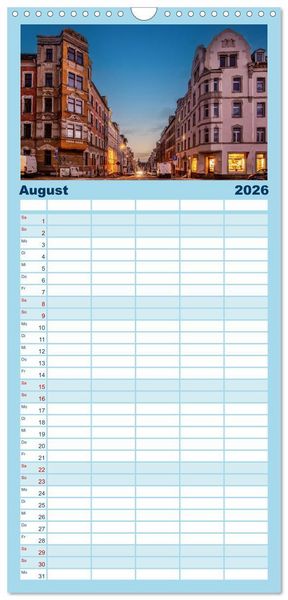 Produktbild: Familienplaner 2026 - Chemnitz zur blauen Stunde mit 5 Spalten (Wandkalender, 21 x 45 cm) CALVENDO