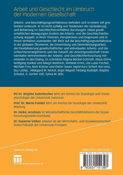 Produktbild: Arbeit und Geschlecht im Umbruch der modernen Gesellschaft