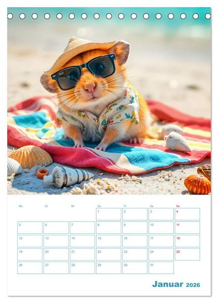 Produktbild: Holiday Hamster - Urlaubsfeeling pur mit sonnigen KI Hamstern (Tischkalender 2026 DIN A5 hoch), CALVENDO Monatskalender