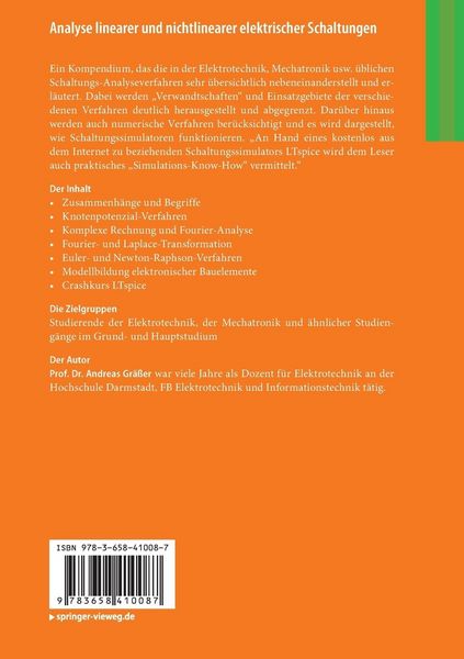 Produktbild: Analyse linearer und nichtlinearer elektrischer Schaltungen