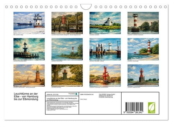 Produktbild: Leuchtt&uuml;rme an der Elbe - von Hamburg bis zur Elbm&uuml;ndung (Wandkalender 2027 DIN A4 quer), CALVENDO Monatskalender
