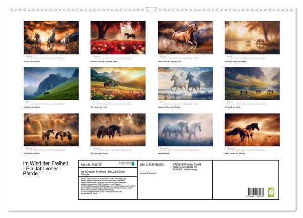 Produktbild: Im Wind der Freiheit - Ein Jahr voller Pferde (Wandkalender 2026 DIN A2 quer), CALVENDO Monatskalender