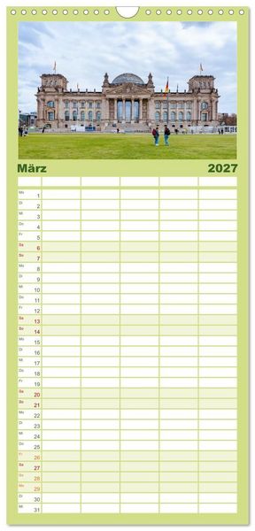 Produktbild: Familienplaner 2027 - Berlin rund ums Jahr mit 5 Spalten (Wandkalender, 21 x 45 cm) CALVENDO