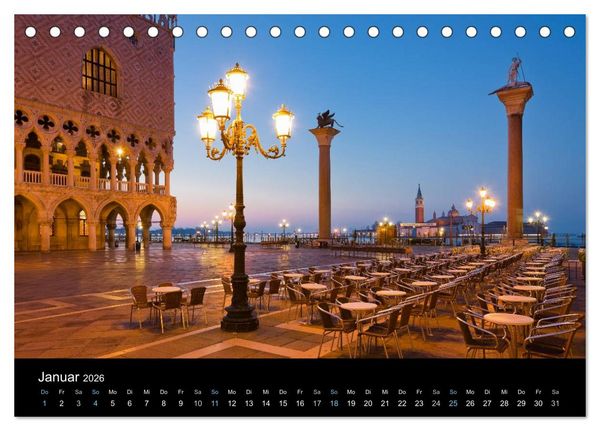 Produktbild: Venedig bei Nacht 2026 (Tischkalender 2026 DIN A5 quer), CALVENDO Monatskalender