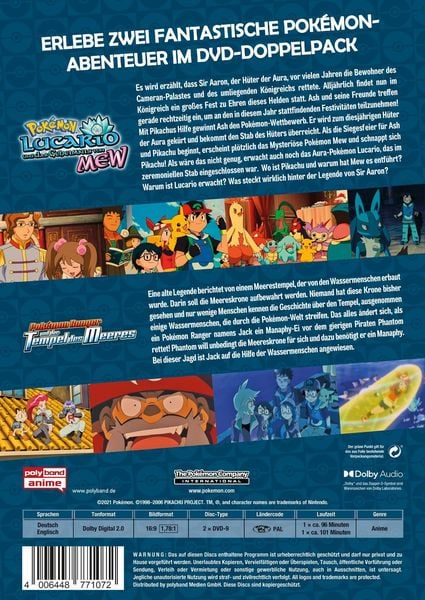 Produktbild: Pok&eacute;mon: Lucario und das Geheimnis von Mew / Pok&eacute;mon Ranger und der Tempel des Meeres - 2-Movie-Box [2 DVDs]