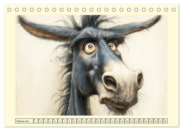 Produktbild: Esel mit Haltung. Karikaturen zwischen Humor und Melancholie (Tischkalender 2026 DIN A5 quer), CALVENDO Monatskalender
