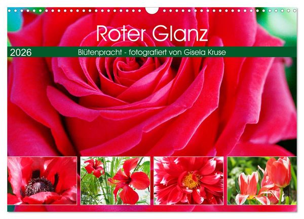 Produktbild: Roter Glanz Bl&uuml;tenpracht (Wandkalender 2026 DIN A3 quer), CALVENDO Monatskalender