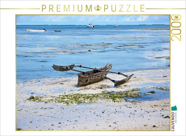 CALVENDO Puzzle Holzboot am Strand | 2000 Teile Lege-Größe 90x67cm Foto-Puzzle für glückliche Stunden