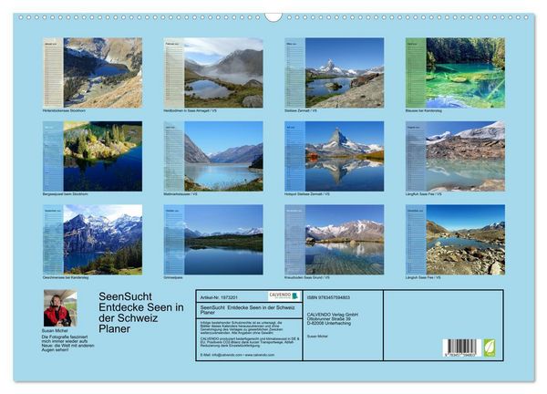 Produktbild: SeenSucht Entdecke Seen in der Schweiz Planer (Wandkalender 2026 DIN A2 quer), CALVENDO Monatskalender