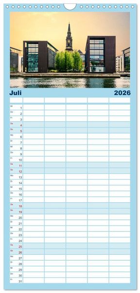 Produktbild: Familienplaner 2026 - Kopenhagen - Die wundervolle Hafenstadt mit 5 Spalten (Wandkalender, 21 x 45 cm) CALVENDO