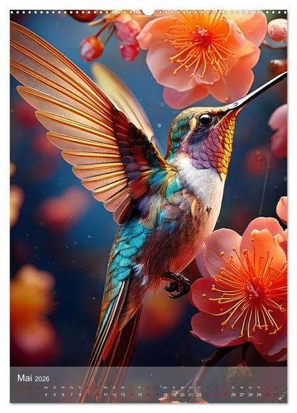 Produktbild: Exotische Harmonie - Paradiesv&ouml;gel und Blumenpracht (Wandkalender 2026 DIN A2 hoch), CALVENDO Monatskalender