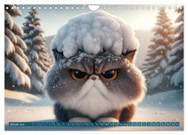 Produktbild: Katzenlaunen - Durch das Jahr mit Fluff und Grummeln (Wandkalender 2026 DIN A4 quer), CALVENDO Monatskalender