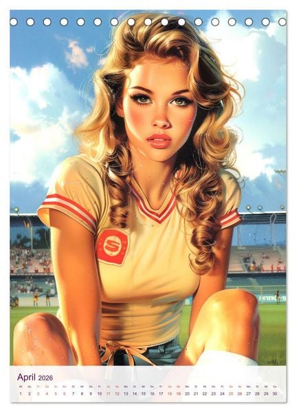 Produktbild: Frauenfu&szlig;ball - Old School Poster Style (Tischkalender 2026 DIN A5 hoch), CALVENDO Monatskalender