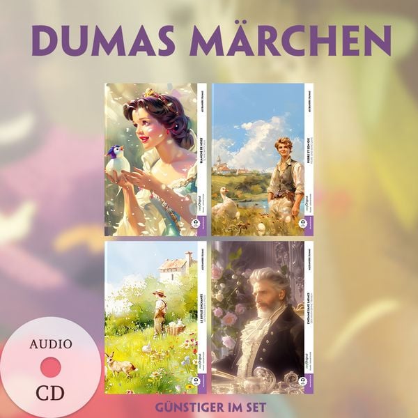 Produktbild: 4 Dumas Märchen (4 Bücher + Audio-CDs) - Frank-Lesemethode - Kommentierte zweisprachige Ausgabe Französisch-Deutsch