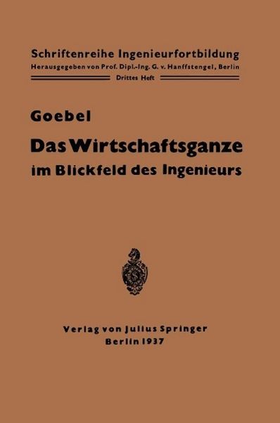 Produktbild: Das Wirtschaftsganze im Blickfeld des Ingenieurs