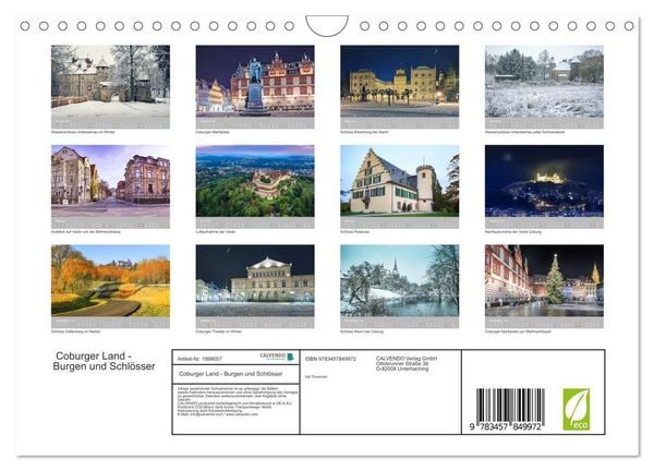 Produktbild: Coburger Land - Burgen und Schl&ouml;sser (Wandkalender 2026 DIN A4 quer), CALVENDO Monatskalender