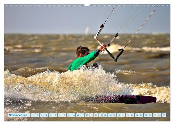 Produktbild: Kitesurfen - Wasser, Wind und coole Typen (Wandkalender 2026 DIN A2 quer), CALVENDO Monatskalender