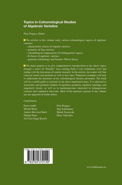 Produktbild: Topics in Cohomological Studies of Algebraic Varieties