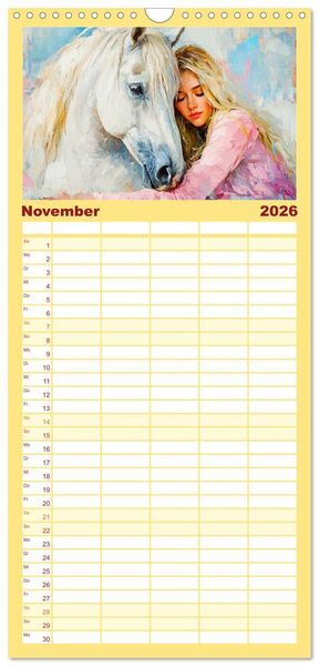 Produktbild: Familienplaner 2026 - Seelenverwandte. Frauen und Pferde. Die Magie der Verbundenheit mit 5 Spalten (Wandkalender, 21 x 45 cm) CALVENDO
