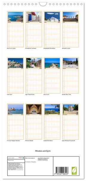 Produktbild: Familienplaner 2026 - Rhodos und Symi mit 5 Spalten (Wandkalender, 21 x 45 cm) CALVENDO