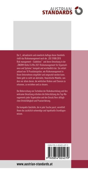 Produktbild: Risikomanagement nach ISO 31000:2018 und &Ouml;NORM-Reihe D 490x:2021
