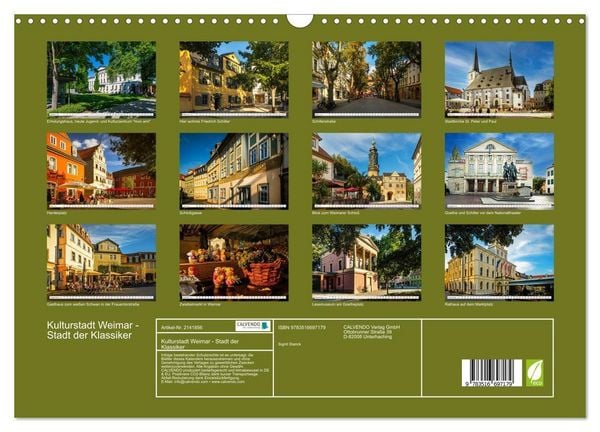 Produktbild: Kulturstadt Weimar - Stadt der Klassiker (Wandkalender 2026 DIN A3 quer), CALVENDO Monatskalender