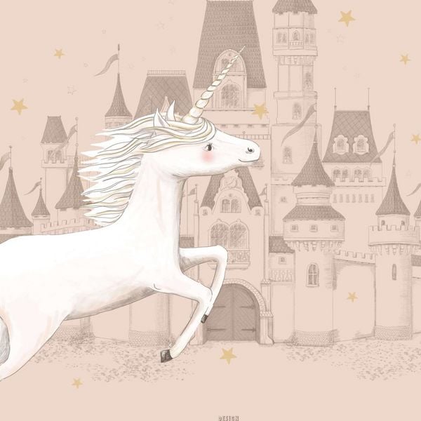 Produktbild: Scriptum Schreibtischunterlage f&uuml;r Kinder Schloss mit Einhorn rosa - 60 x 40 cm, aus premium Vinyl