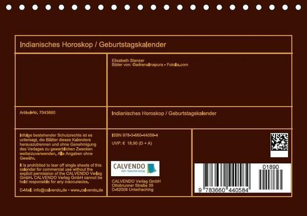 Produktbild: Indianisches Horoskop / Geburtstagskalender (Tischkalender immerw&auml;hrend DIN A5 quer)