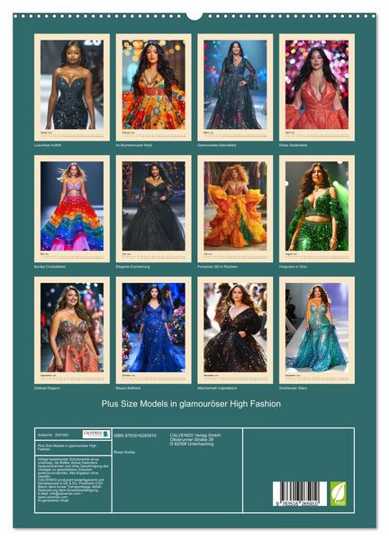 Produktbild: Plus Size Models in glamour&ouml;ser High Fashion (hochwertiger Premium Wandkalender 2026 DIN A2 hoch), Kunstdruck in Hochglanz