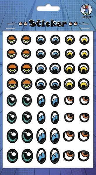 Produktbild: URSUS Dekorationsartikel Sticker Augen, bunt, 100 selbstklebende Stiker