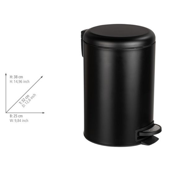 Produktbild: Treteimer Mod. Leman Easy-Close Schwarz 12 L, mit herausnehmbarem Einsatz