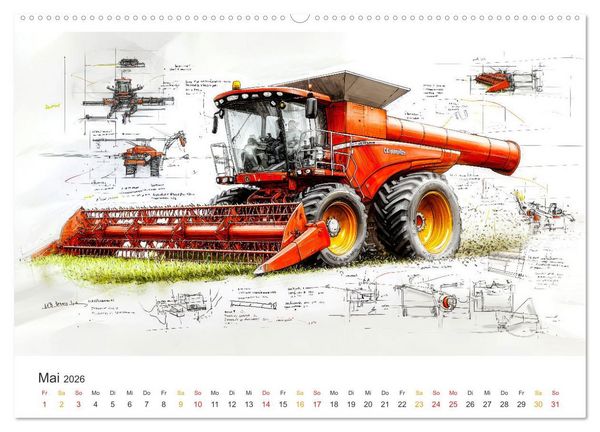 Produktbild: M&auml;hdrescher - Design Studien (hochwertiger Premium Wandkalender 2026 DIN A2 quer), Kunstdruck in Hochglanz