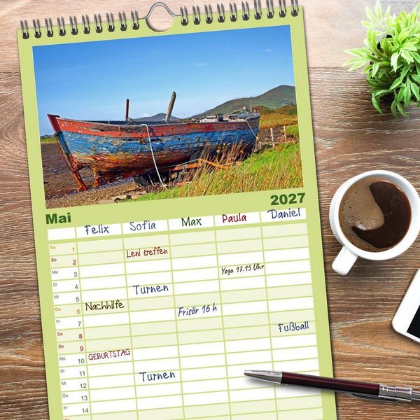 Produktbild: Familienplaner 2027 - Skellig Coast - Irlands sch&ouml;nste K&uuml;ste mit 5 Spalten (Wandkalender, 21 x 45 cm) CALVENDO