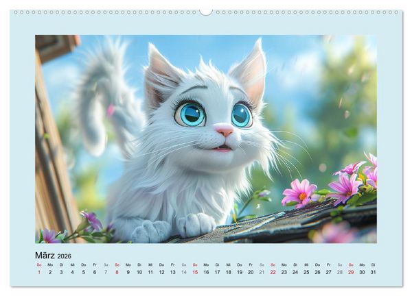 Produktbild: Katzen-Paradies. Entz&uuml;ckende Cartoon-K&auml;tzchen zum verlieben (Wandkalender 2026 DIN A2 quer), CALVENDO Monatskalender