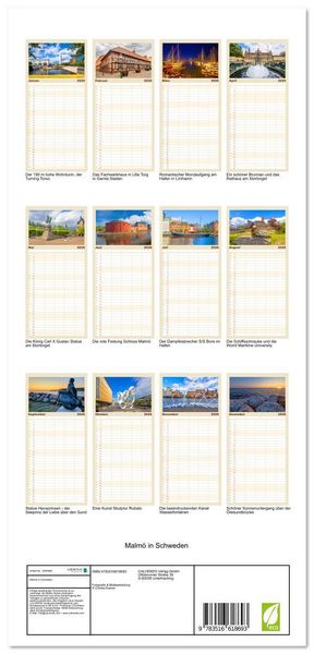 Produktbild: Familienplaner 2026 - Malm&ouml; in Schweden mit 5 Spalten (Wandkalender, 21 x 45 cm) CALVENDO