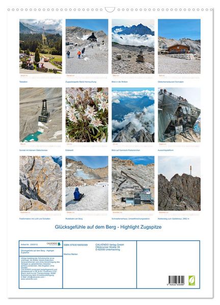 Produktbild: Gl&uuml;cksgef&uuml;hle auf dem Berg - Highlight Zugspitze (Wandkalender 2026 DIN A2 hoch), CALVENDO Monatskalender