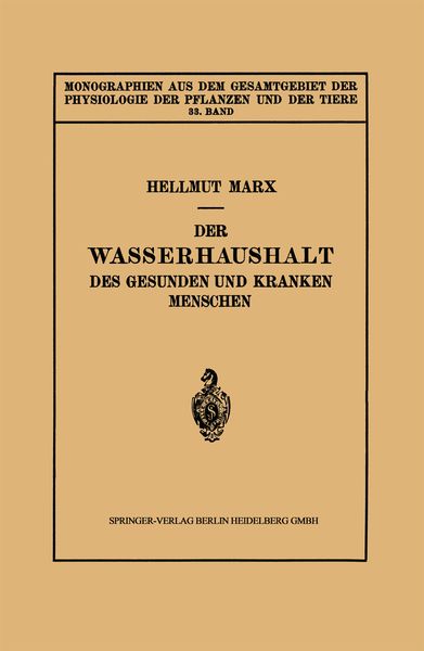 Produktbild: Der Wasserhaushalt des Gesunden und Kranken Menschen