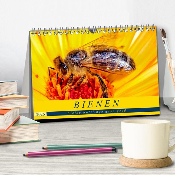 Produktbild: BIENEN - Kleine N&uuml;tzlinge ganz gro&szlig; (Tischkalender 2026 DIN A5 quer), CALVENDO Monatskalender
