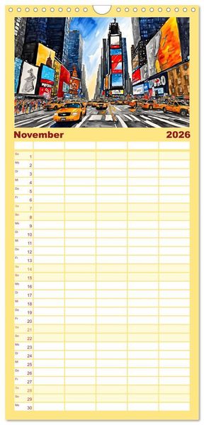 Produktbild: Familienplaner 2026 - Sightseeing New York mit 5 Spalten (Wandkalender, 21 x 45 cm) CALVENDO