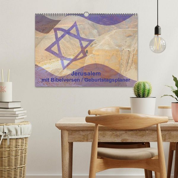 Produktbild: Jerusalem mit Bibelversen / Geburtstagsplaner (Wandkalender 2026 DIN A3 quer), CALVENDO Monatskalender