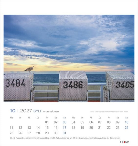 Produktbild: Sylt Impressionen Postkartenkalender 2027