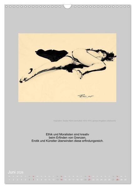 Produktbild: EROTISCHE BODYPAINTING ZITATE - HOMMAGE AN KLIMT, SCHIELE UND PICASSO (Wandkalender 2026 DIN A3 hoch), CALVENDO Monatskalender