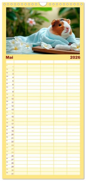 Produktbild: Familienplaner 2026 - Meerschweinchen - Hauptsache Urlaub mit 5 Spalten (Wandkalender, 21 x 45 cm) CALVENDO